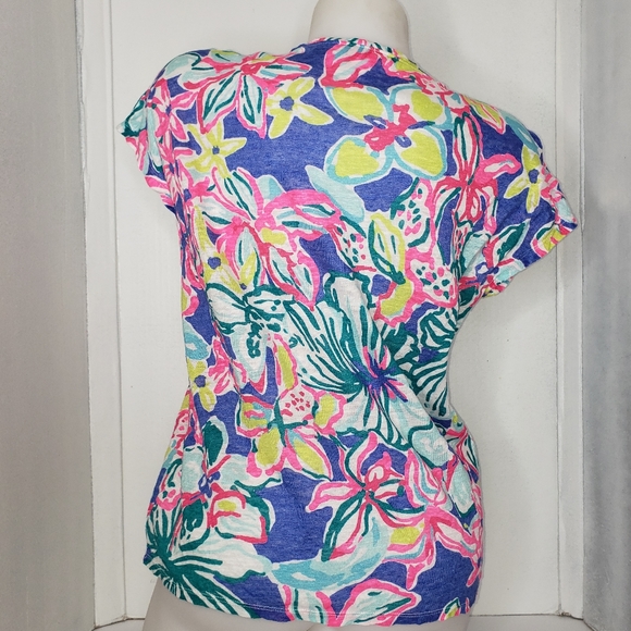LILLY PULITZER SHORT SLEEVE LINEN T SHIRT SIZE XXS - Picture 2 of 6